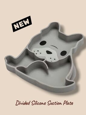 New Gray Divided Silicone Suction Dog Plate by Melii